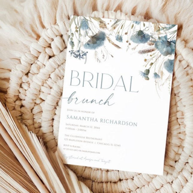 Invitación Duste azul beige boho bridal brunch (Subido por el creador)
