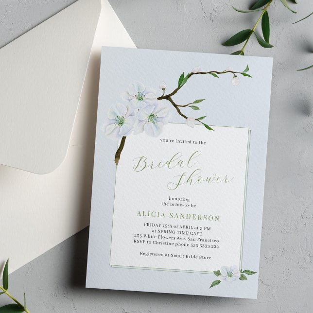 Invitación Duste azul floral primavera ducha de novia (Subido por el creador)