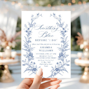 Invitación Duste azul victoriano Jardín francés BRIDAL DUCHA