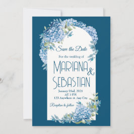 Invitación Duste azul y plata color de agua Floral Boho Boda