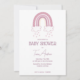 Invitación Duste Bebé Rosa Chica estilo Boho Baby Shower