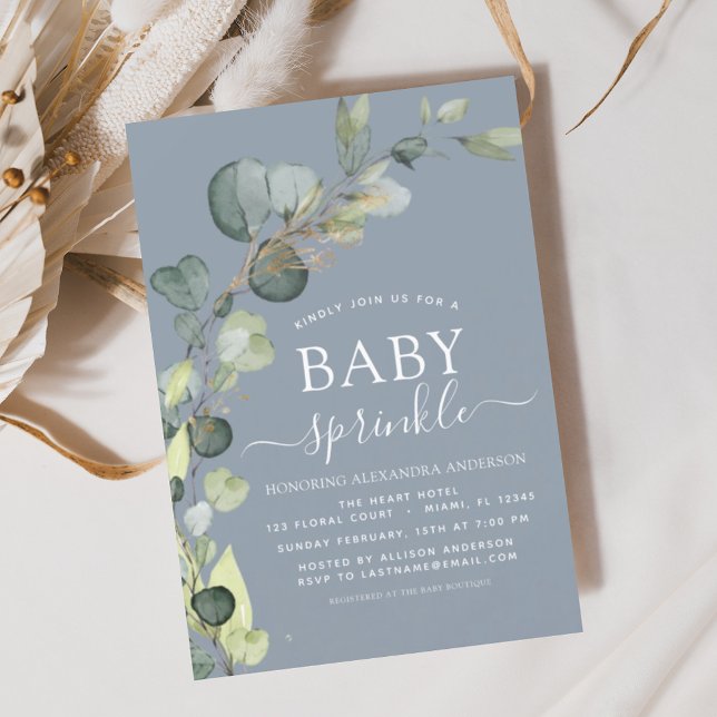 Invitación Duste Blue Baby Sprinkle Shower Eucalyptus (Subido por el creador)