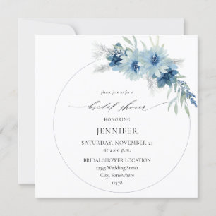 Invitación Duste Blue Boho Floral Ring Bridal Shower