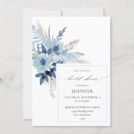 Invitación Duste Blue Boho Floral Ring Bridal Shower 2