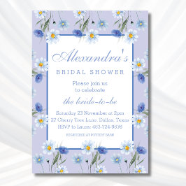 Invitación Duste Blue Boho Wildflower Primavera Bridal