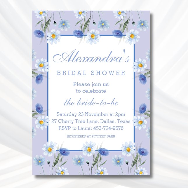 Invitación Duste Blue Boho Wildflower Primavera Bridal (Subido por el creador)