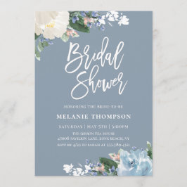 Invitación Duste Blue Botanical Floral Bridal Shower