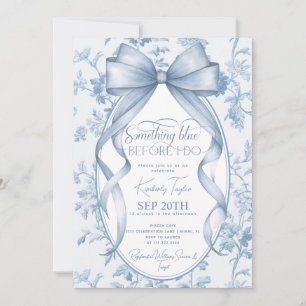 Invitación Duste Blue Bow Toile Algo Azul Brilla