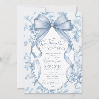 Invitación Duste Blue Bow Toile Algo Azul Brilla