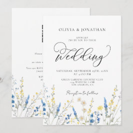 Invitación Duste Blue Dainty All en 1 Boda de código QR presu