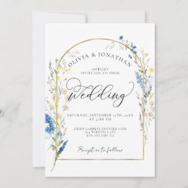 Invitación Duste Blue Dainty Gold All en 1 Boda de presupuest
