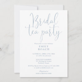 Invitación Duste Blue Elegant Script Bridal Tea Fiesta Ducha