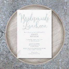 Invitación Duste Blue Elegant Script Bridesmaids Luncheon