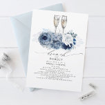 Invitación Duste Blue Elegch Brunch y Bubbly Bridal Shower<br><div class="desc">Flores azul turbio y azul marino invitaciones a la ducha de novia - Brunch y Bubbly</div>