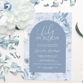 Invitación Duste Blue Floral Baby en el Baby Shower en Bloom