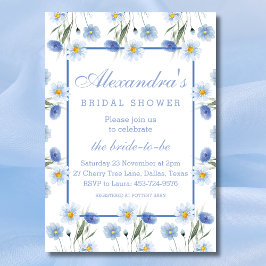 Invitación Duste Blue Floral Boho Primavera Ducha de novias
