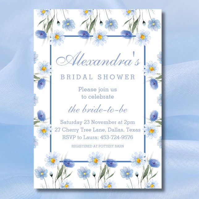 Invitación Duste Blue Floral Boho Primavera Ducha de novias (Subido por el creador)