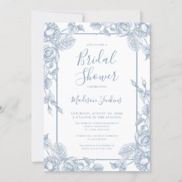Invitación Duste Blue Floral Bridal Shower