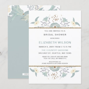 Invitación Duste Blue Floral Bridal Shower