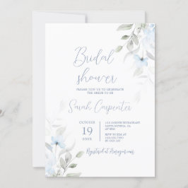 Invitación Duste Blue Floral Bridal Shower