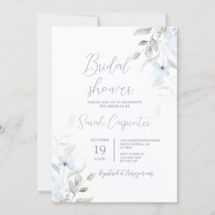 Invitación Duste Blue Floral Bridal Shower