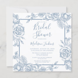 Invitación Duste Blue Floral Bridal Shower