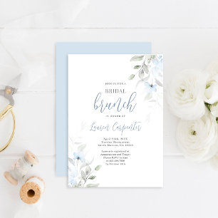 Invitación Duste Blue Floral Bridal Shower