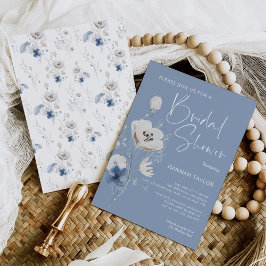 Invitación Duste Blue Floral Bridal Shower