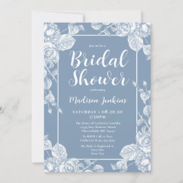 Invitación Duste Blue Floral Bridal Shower