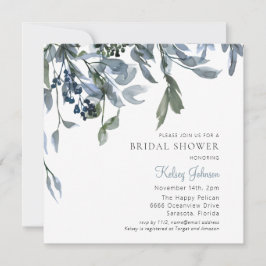 Invitación Duste Blue Floral Bridal Shower