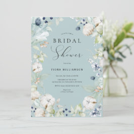 Invitación Duste Blue Floral Bridal Shower