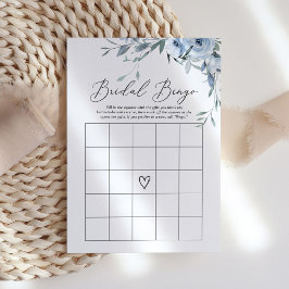 Invitación Duste Blue Floral Bridal Shower Bingo Juego