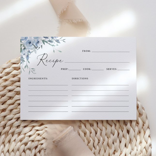 Invitación Duste Blue Floral Bridal Shower Recetales (Subido por el creador)