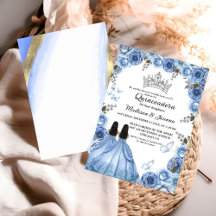 Duste Blue Floral Butterfly Chica Quinceanera