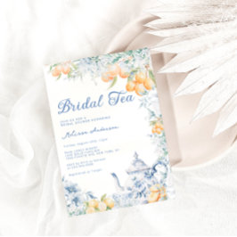 Invitación Duste Blue Floral & Lemon Bridal Tea Bridal Shower