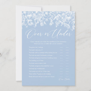 Invitación Duste Blue Floral Over o Under Bridal Shower Game
