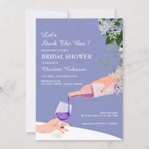 Invitación Duste Blue Floral Stock The Bar Bridal Shower