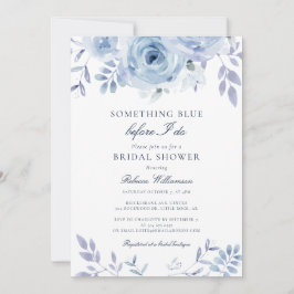 Invitación Duste Blue Floral Watercolor Bridal Shower