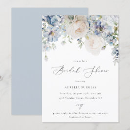 Invitación Duste Blue Garden Floral Bridal Shower