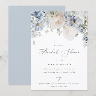 Invitación Duste Blue Garden Floral Bridal Shower