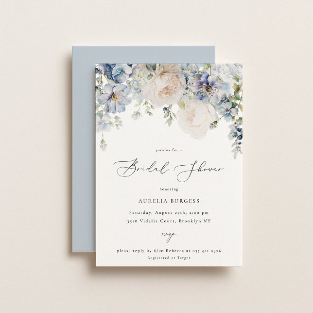 Invitación Duste Blue Garden Floral Bridal Shower (Subido por el creador)