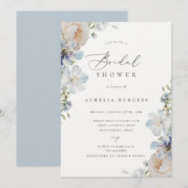 Invitación Duste Blue Garden Floral Bridal Shower