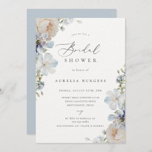 Invitación Duste Blue Garden Floral Bridal Shower