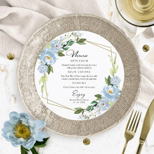 Invitación Duste Blue Geometric Bridal Shower Menú Redondo