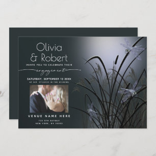 Invitación Duste Blue Glow Engagement Moonlight Dragonfly