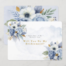 Invitación Duste Blue Gold Peony Serás Mi Novia