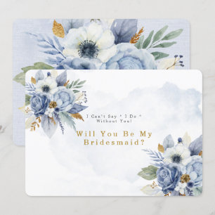 Invitación Duste Blue Gold Peony Serás Mi Novia