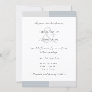 Invitación Duste Blue Gray White Stripes Ampersand Boda