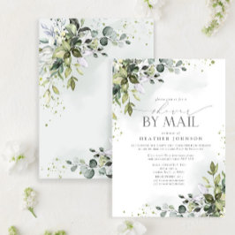 Invitación Duste Blue Greenery Elegante Ducha Virtual Bridal