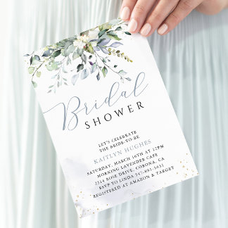 Invitación Duste Blue Greenery Eucalyptus Bridal Shower